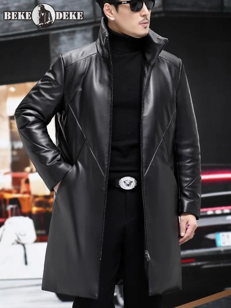 Деловая Повседневная облегающая длинная куртка новая зимняя теплая мужская