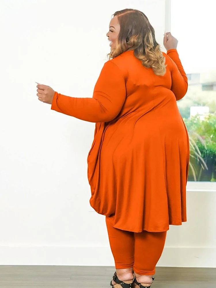 Plus Size Two Piece Sets Womens Outifits Long Sleeve Top and Pants Female Set Curvy Women Clothes Wholesale b 3xl 4xl 5xl 6xl
