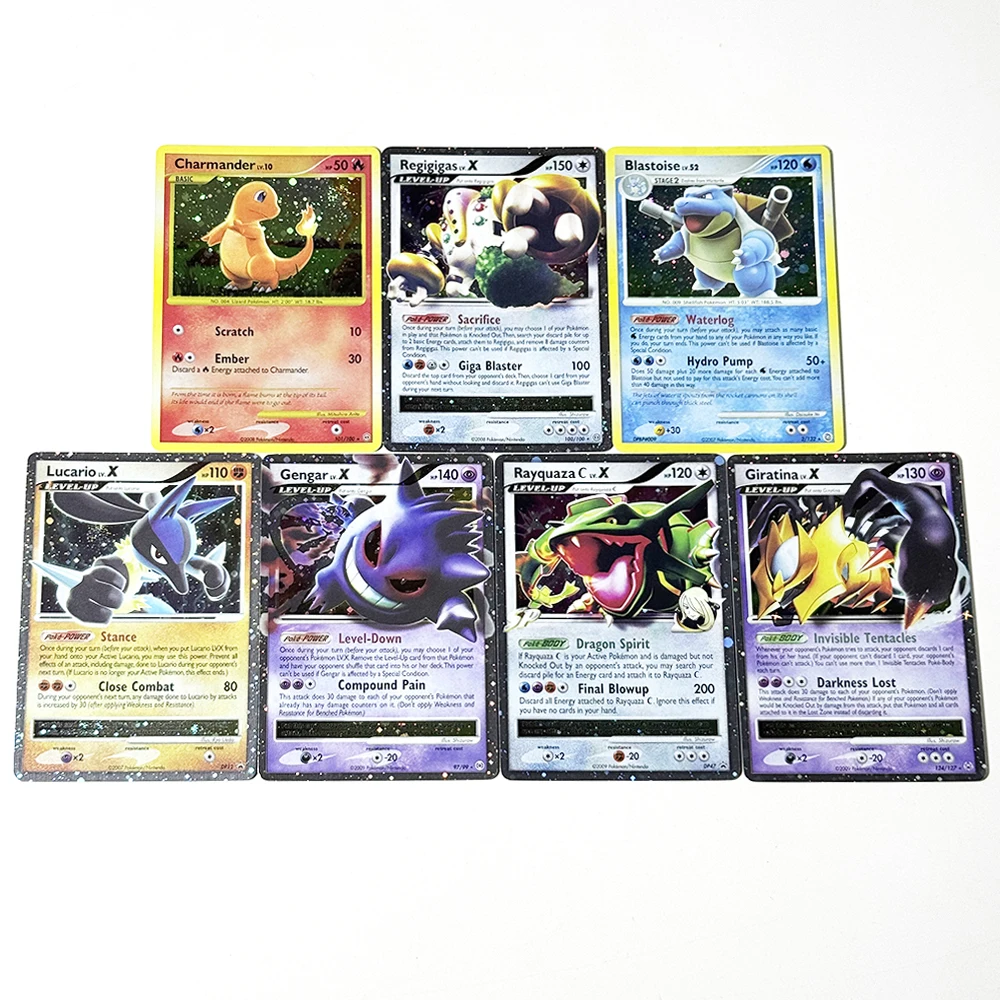 Фото Коллекционные карты PKM Foil Proxy PTCG DIY Blastoise # 2 Чармандера # 101 Генгарв LV.X, Гиратинау LV.X, Лукарио/Райкуаза C LV.X, Регигигас LV.X №2