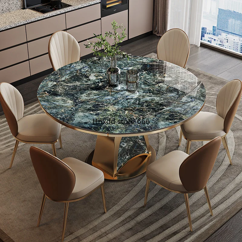 Обеденный стол Villa с поворотным столом из каменной плиты у стены