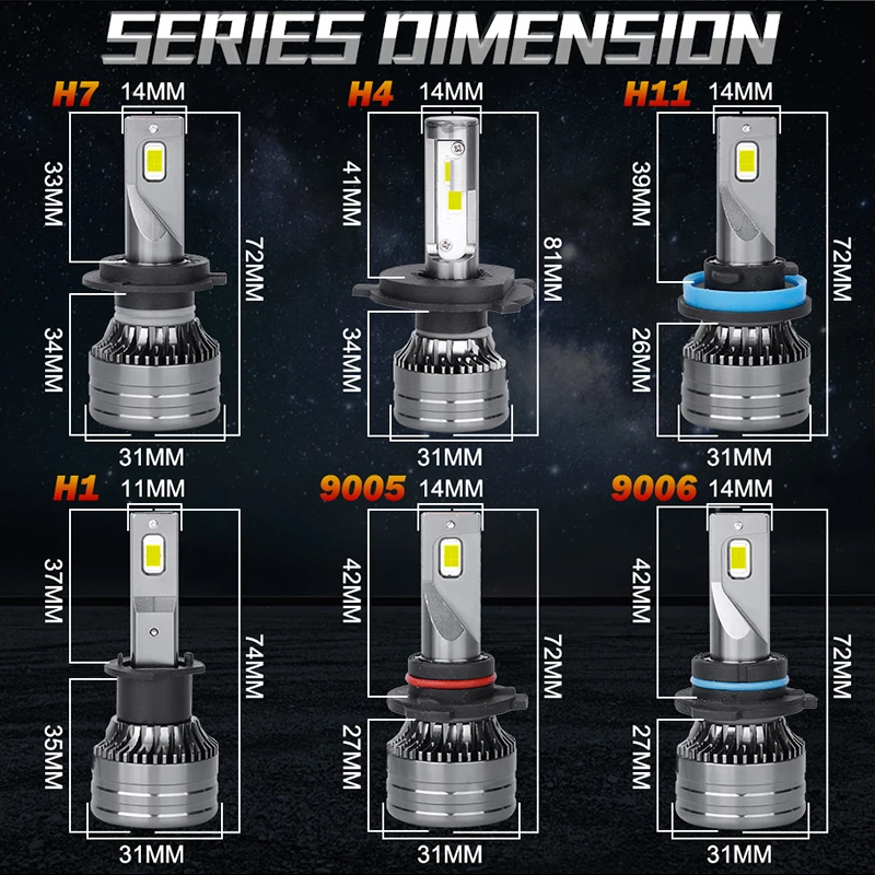 Dualvision 2 Шт. H4 H7 H11 Светодиодные Лампы Для Автомобильных Фар 300 Вт 15000 Люмен 6000 К 12 В