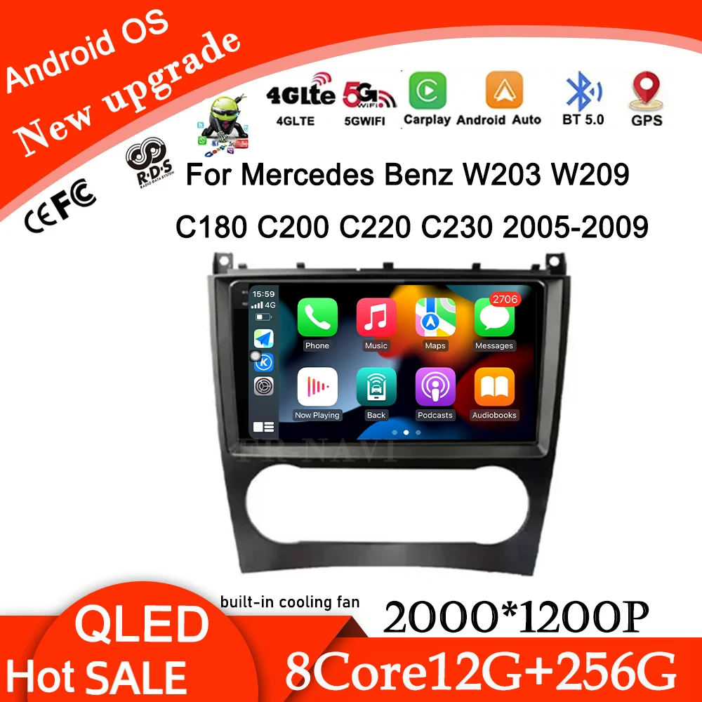 9-дюймовый для Mercedes Benz W203 W209 C180 C200 C220 C230 2005-2009 DSP Автомобильная стерео