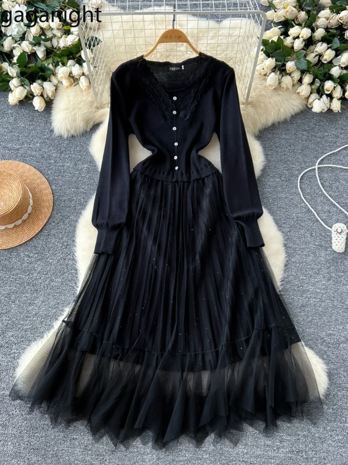 Gaganight женское платье во французском стиле Хепберн маленькое черное новинка