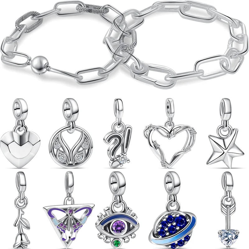 

New 925 Silver ME Series Romance Rose Arrow of Love Faceted Star Mini Pendant DIY Beads Fit Original Pandora Me Bracelet Jewelry