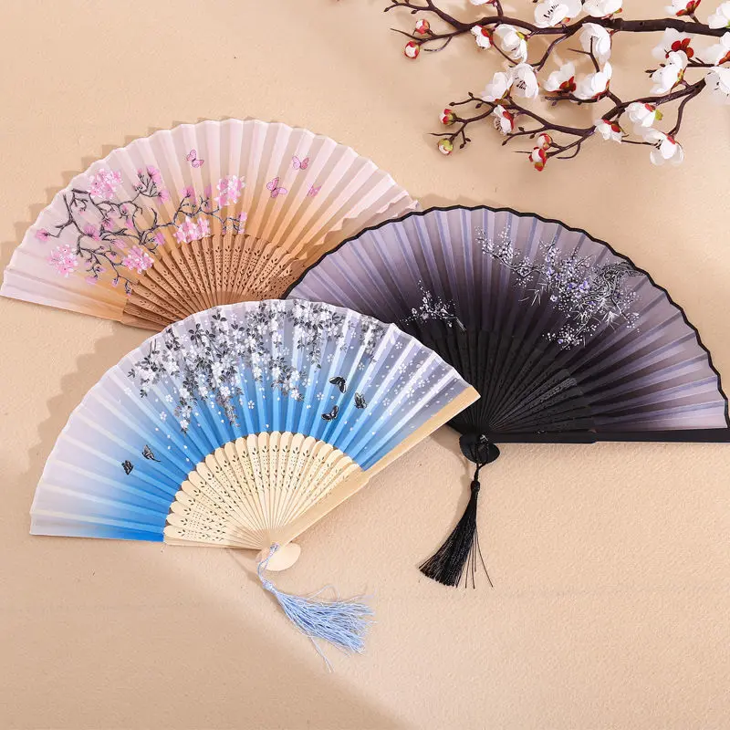 

Vintage Folding Fan Chinese Classical Hand Fan Wedding Dance Party Decoration Ornaments Japanese Home Decor