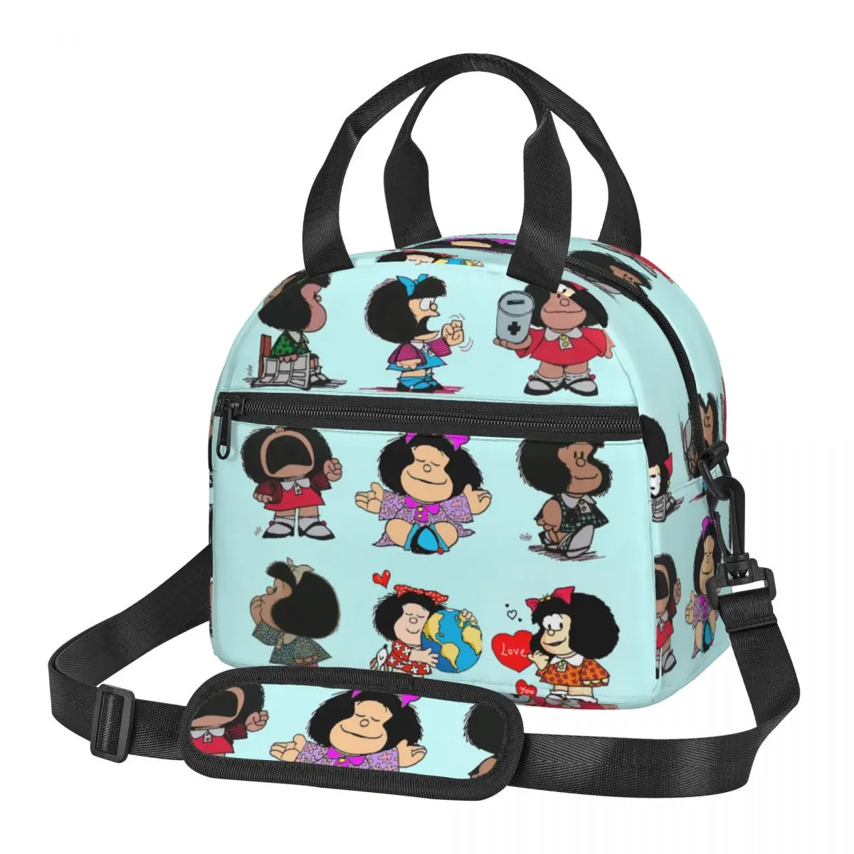 

Cute Mafalda Meme Thermal Insulated Lunch Bags Women Quino Comic Cartoon Lunch Tote for Outdoor Camping Travel Bento Food Box