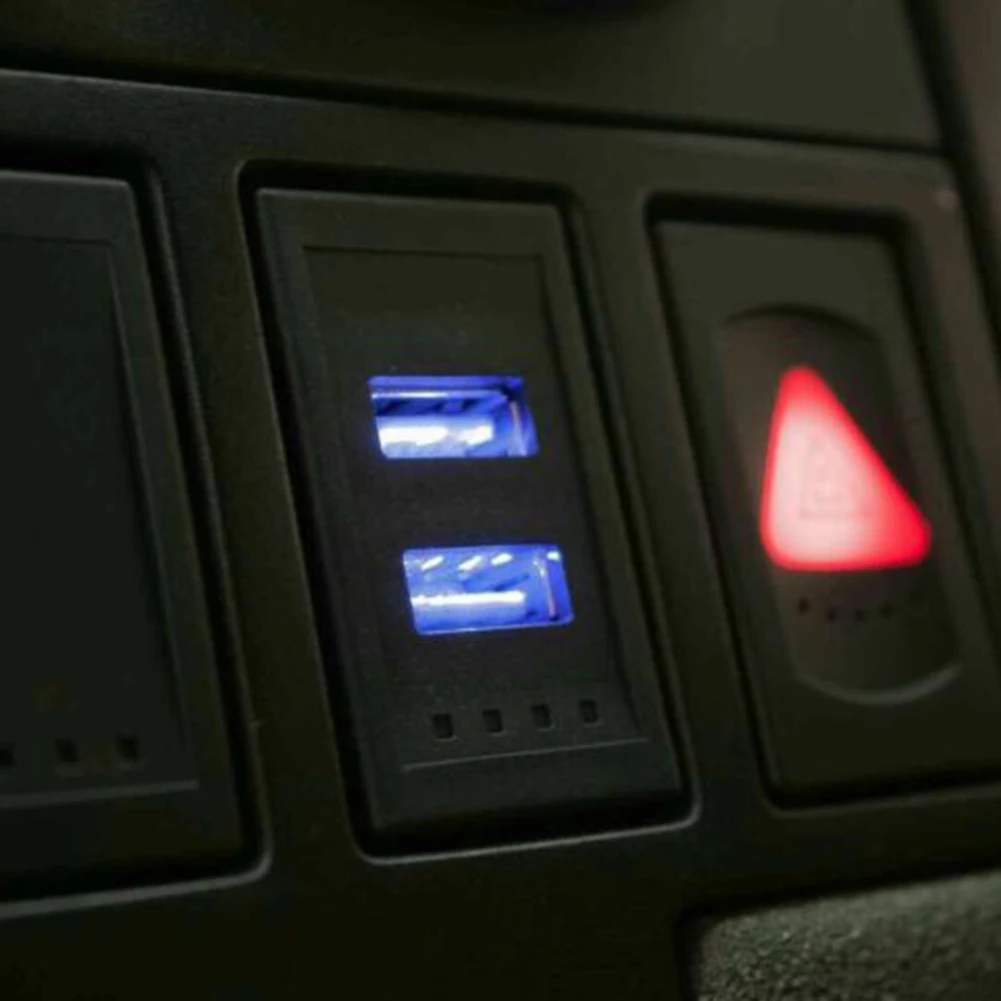 

1Pcs Car Dual USB Port Charger Socket Light Built-In Socket 2.1A For Transport T4 12V Durable High Quality Car Accessories