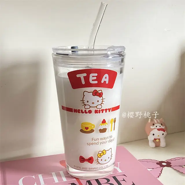 Hello Kitty Glass Straw Cup 4