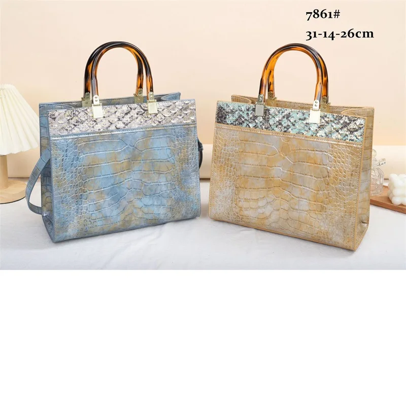 Женская кожаная сумка с крокодиловым узором тоут из высококачественной кожи