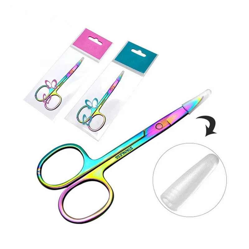 

Colorful Chameleon Curved Head Eyebrow Scissors Eyebrow Manicure Scissors Cutter Nail Makeup Tool Eyebrow Scissor