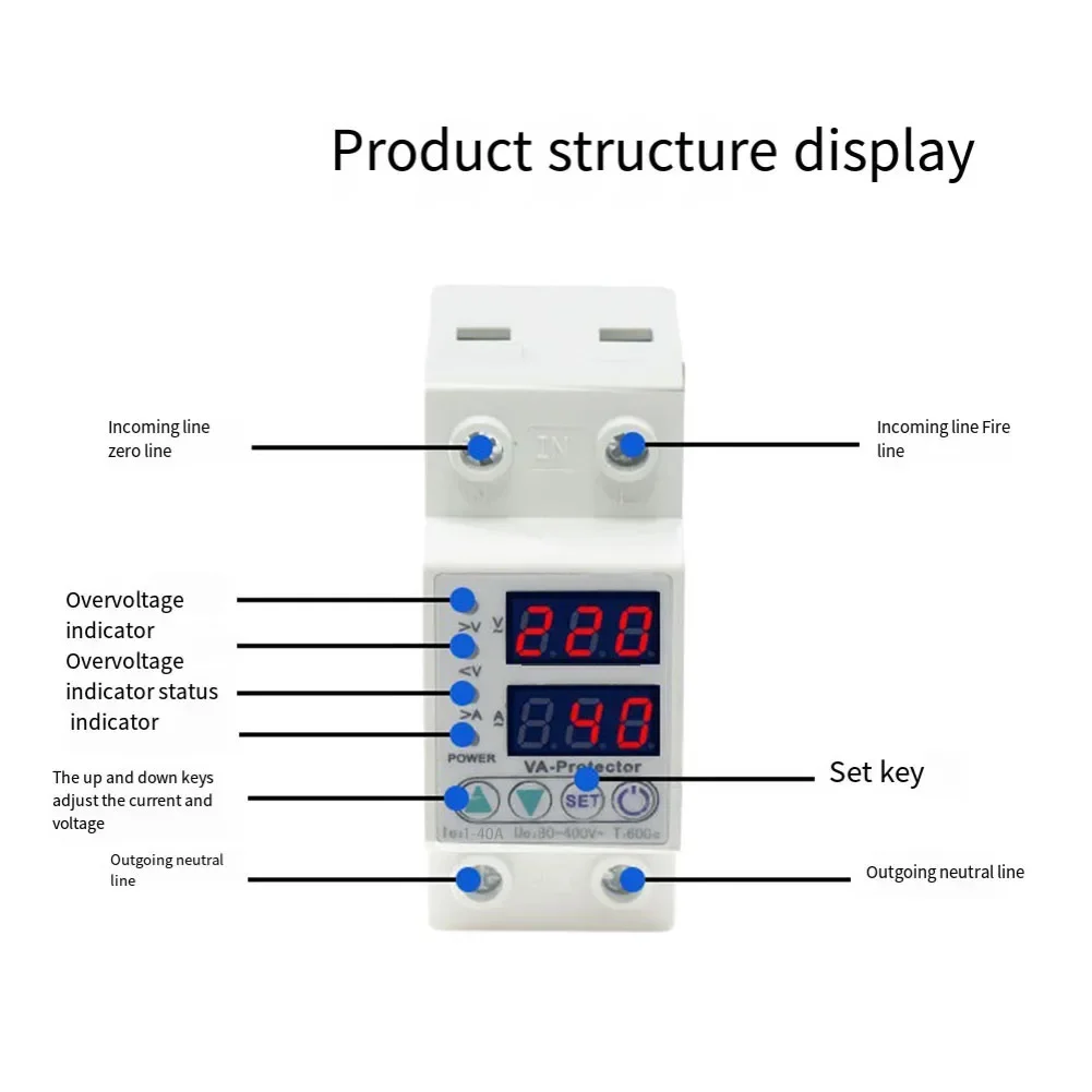 1 шт. реле защиты от напряжения регулируемое защита перегрузки/пониженного 40 А