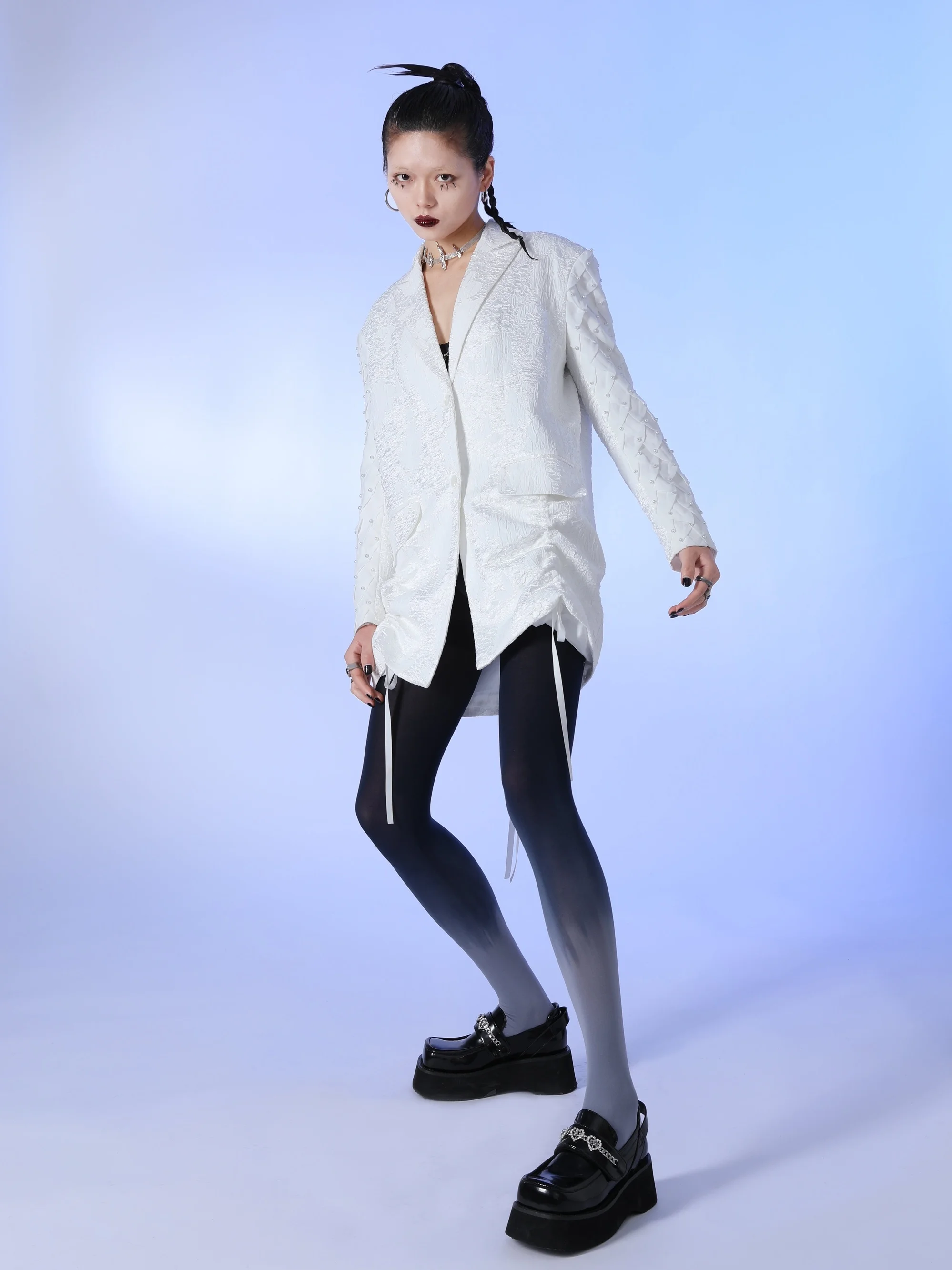 Комбинезон He весна/лето шелкография черно-белые обтягивающие легинсы