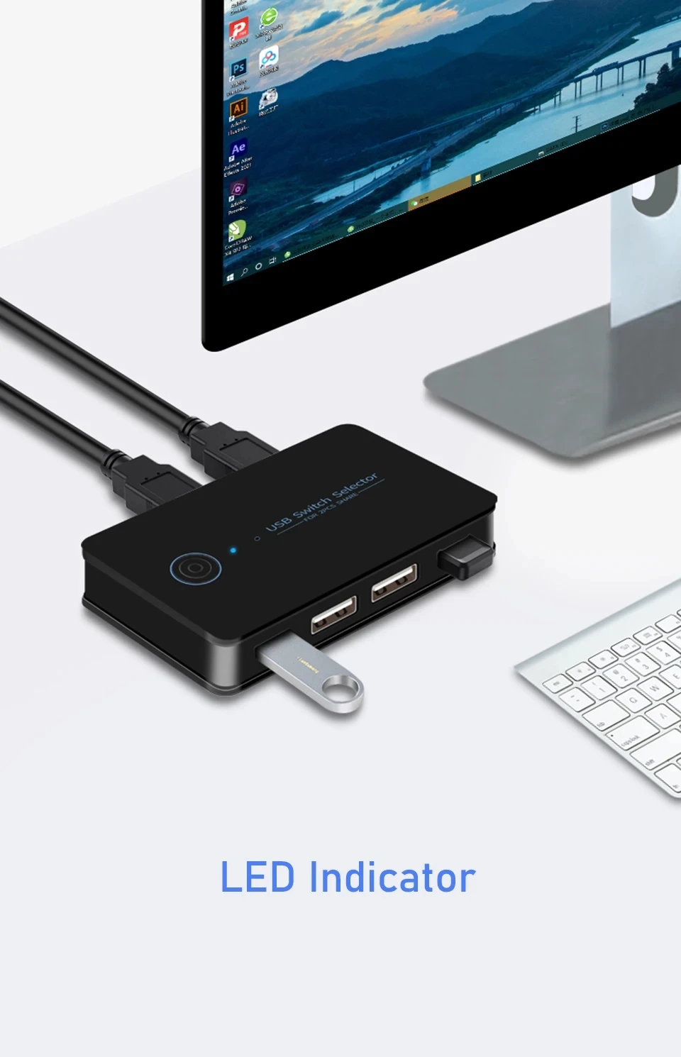 Фото KVM-переключатель USB 3.0 2X4 Переключатель 2 в 4 выхода Переключатель USB 3.0 Контроллер-концентратор Адаптер USB Общий для клавиатуры Принтер Портативный ПК №5