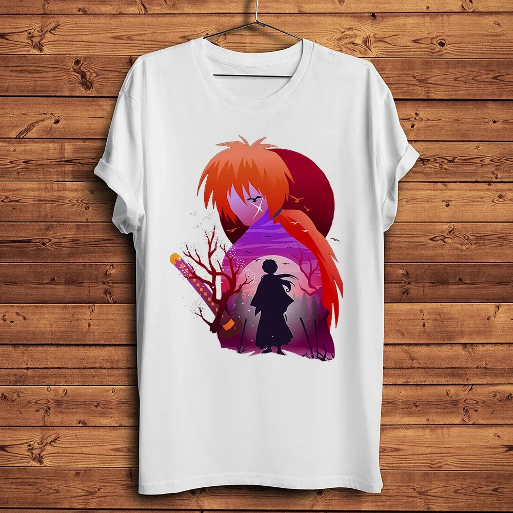Фото Забавная аниме-футболка Rurouni Samurai Himura Kenshin, мужская повседневная уличная футболка, футболка унисекс с короткими рукавами, дышащий принт без клея №4
