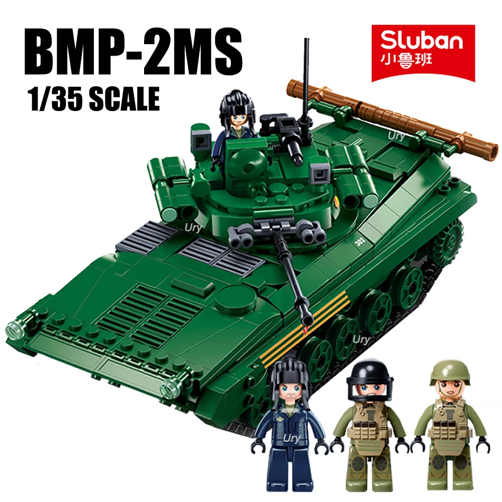 2023 строительные блоки Sluban M38-B1135 Military WW2 M38-B1136 IFV и BMP-2MS Tank, солдатская армейская модель танка Второй мировой войны, игрушки
