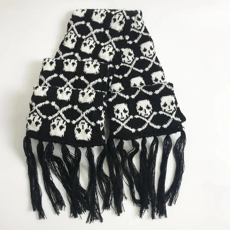 Шарф унисекс с черепом дракона для женщин и мужчин Зимняя Вязаная Шаль из пашмины