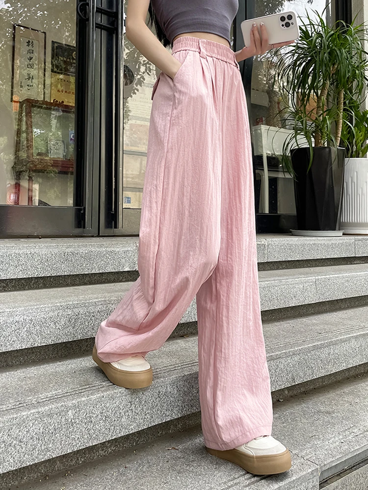 Брюки женские легкие однотонные с эластичным поясом базовые повседневные штаны