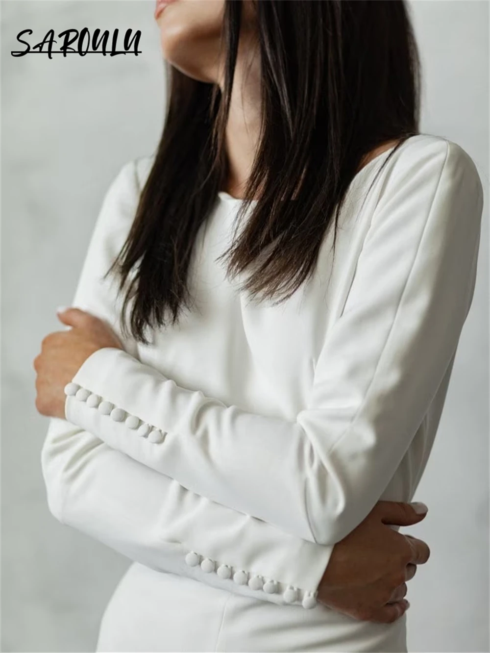 Чистое и простое свадебное платье с вырезом лодочкой атласные минималистичные