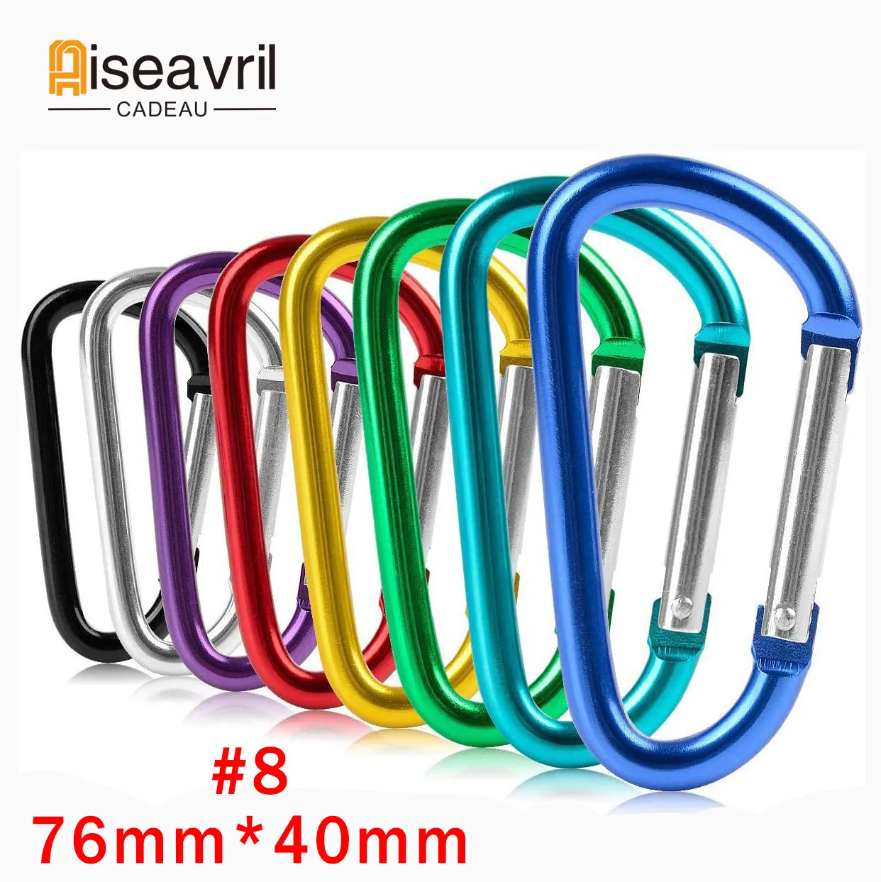 10pc Survival D-ring Locking Carabiner Clip Set Screw Lock Hanging Hook Buckle Karabiner Camping Climbing Equipment 8# Wholesale