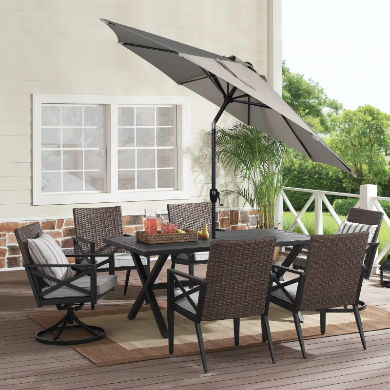 

Mainstays 9ft Stone Round Outdoor Tilting Market Patio Umbrella with Crank shade umbrellas beach umbrella outdoor umbrella