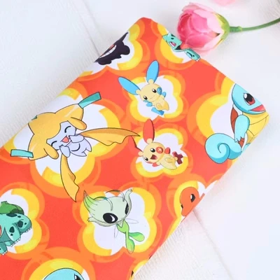 45x110 см покемоновая оранжевая 100 хлопчатобумажная ткань для шитья, Лоскутная Ткань «сделай сам» для квилтинга, шитья детской одежды, материал для рукоделия