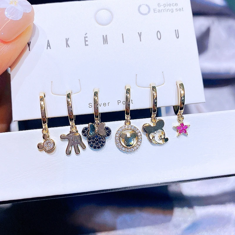 

MIGGA 6pcs Mix Design Cubic Zircon Animal Cartoon Dangle Earrings Set for Women Gold Color Plated Jewelry