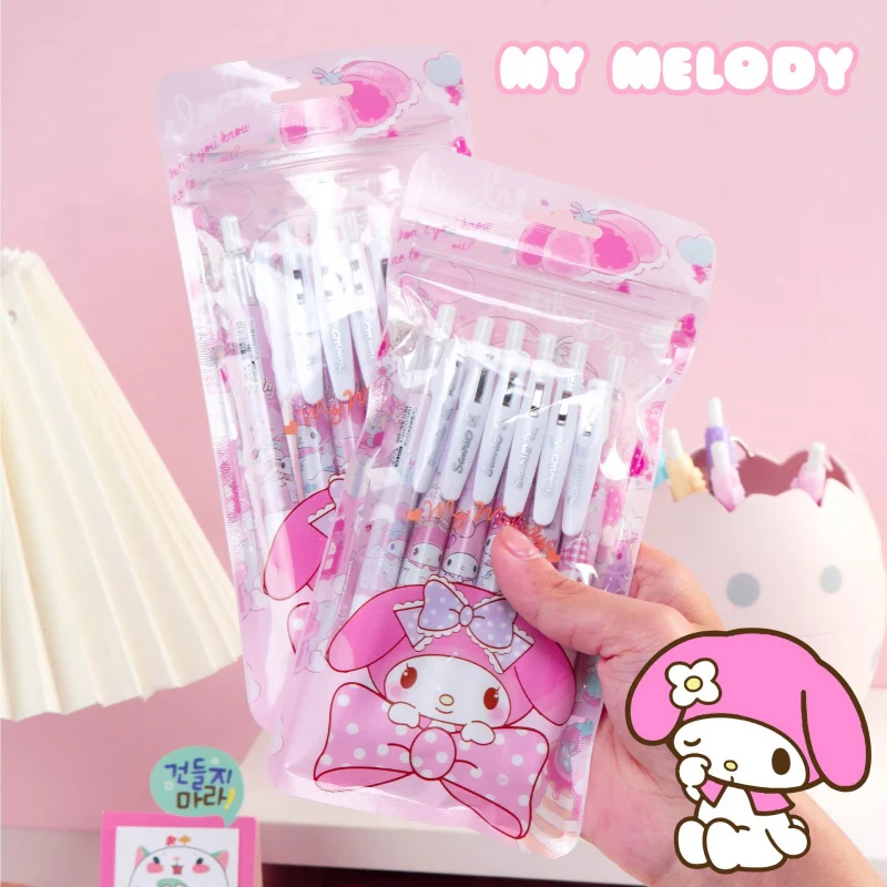 6 шт./компл. Sanrio Канцтовары Мелодия аниме 0 5 мм Kuromi пресс значок ручка Hellokitty Kawaii