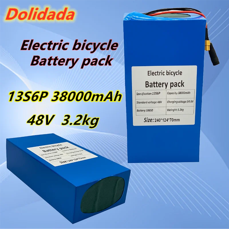 

Batterie lithium 13s6p, 48V, 38000mAh, 2000W, pour vélo électrique, scooter, équilibre, voiture, BMS 50a intégré, nouveau