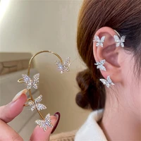 korea fashion 1pair delicate shiny cute butterfly no ear hole ear hook earrings for women elegant earrings for women 2022 luxury