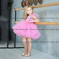 yipeisha little girl pin tutu dress feathers v neck kids party gown crystals soft tulle ball gown flower girl dresses
