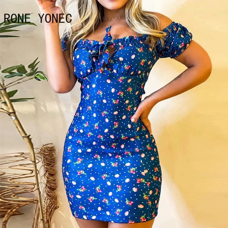 Женское сексуальное облегающее мини-платье с вырезом лодочкой и цветочным