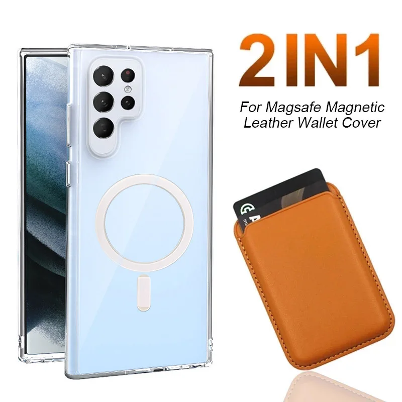 

Для Samsung S22 Магнитная Беспроводная зарядка для MagSafe для Samsung S22 S22Ultra S22Plus прозрачный чехол и Набор держателей магнитных карт