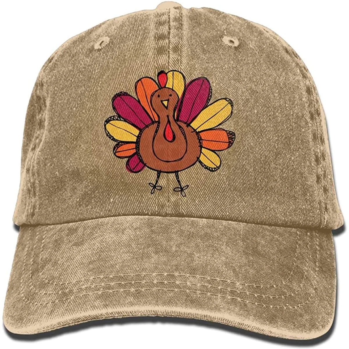 

Taijian Cute Thanksgiving Turkey Adult Denim Dad Solid Baseball Cap Hat Natural Gorras Hombre Snapback