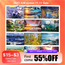PhotoCustom Frame Diy Oil Picture Coloring By Numbers Abastract Landscape Painting By Numbers For 40*50cm Home Bedroom Decor