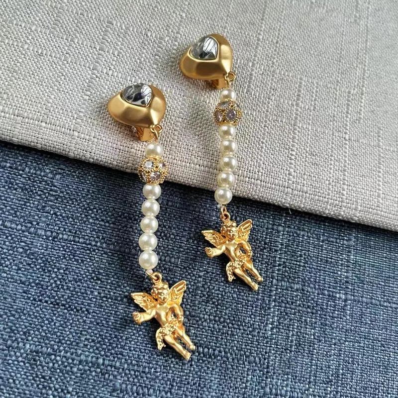 Винтажные Высококачественные золотые бриллиантовые жемчужные серьги-гвоздики