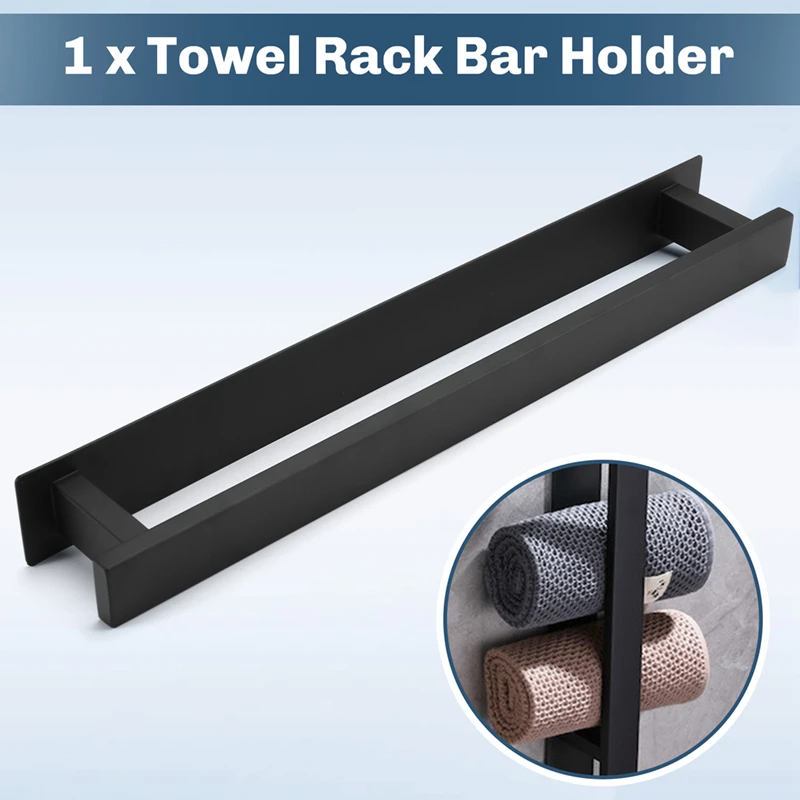 Клейкая подставка для полотенец черная настенная полка из нержавеющей стали