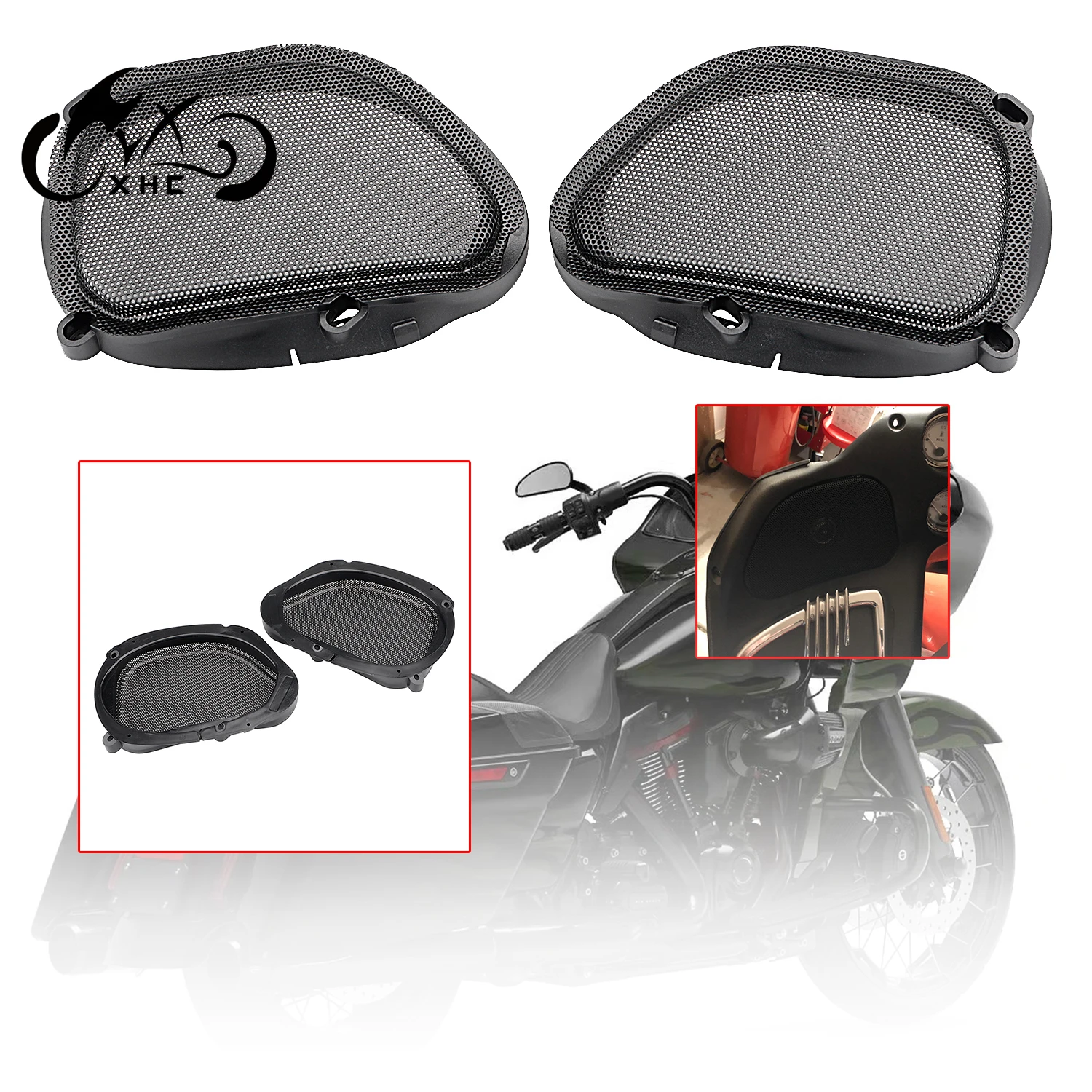 Передняя решетка для динамика мотоцикла черная сетка подходит Harley Road Glide FLTR Ultra