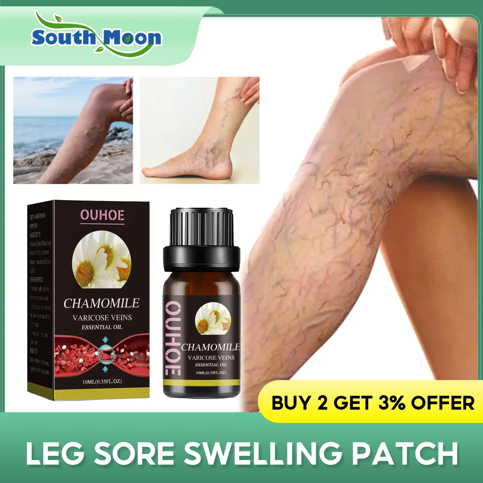 

Phlebitis Treatment Oil Varicose Vein Relief Vasculitis Soothing Blood Vessel Anti Swelling Earthworm Legs Spider Pain Essence