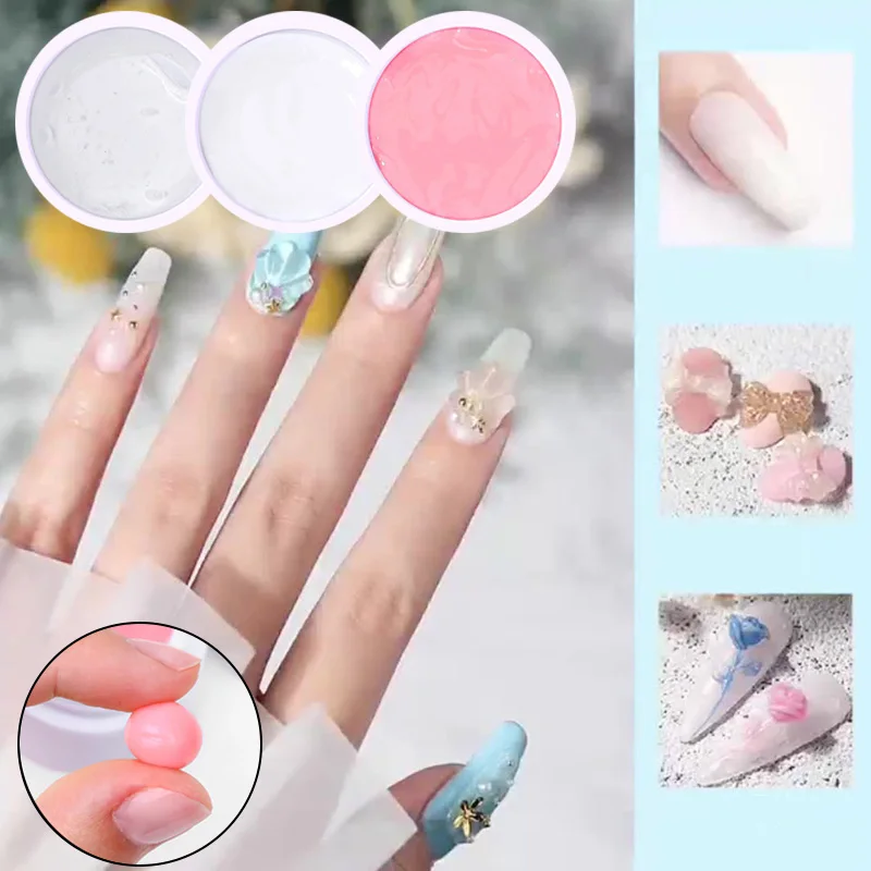 

Solid Nail Polish Carving Flower Nail Extend Gel Non-stick Hand Nail Shaping Nail Extension Manicure Clear/White/Pink New