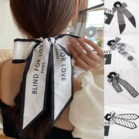 printed ribbon bow scrunchies hair accessories dots scarf elastic hair bands bowknot hair ties for women girls ponytail holder
