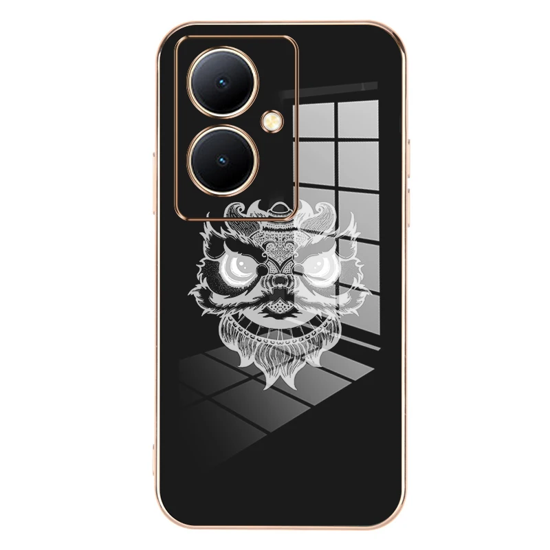 

Lion Pattern Plating Phone Case For vivo Y78 S17e S17 iQOO Neo 8 Pro Back Cover