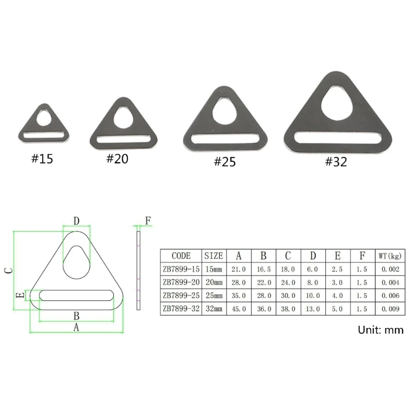 Внутренний овальный размер с треугольной пряжкой круглым отверстием для ремешка