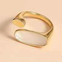 new 2022 alloy geometric fashion shell texture one word ring jewelry opening adjustable jewelry for women