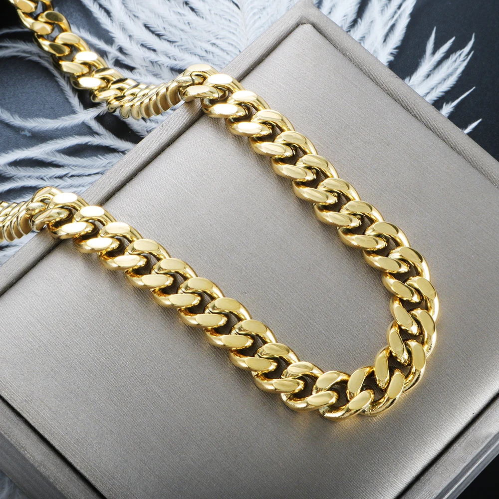 

Cuban Link Thick Chain Necklace for Women Men Stainless Steel Vintage Punk Hip Hop Clavicle Choker Gold Plated Wholesale Jewelry