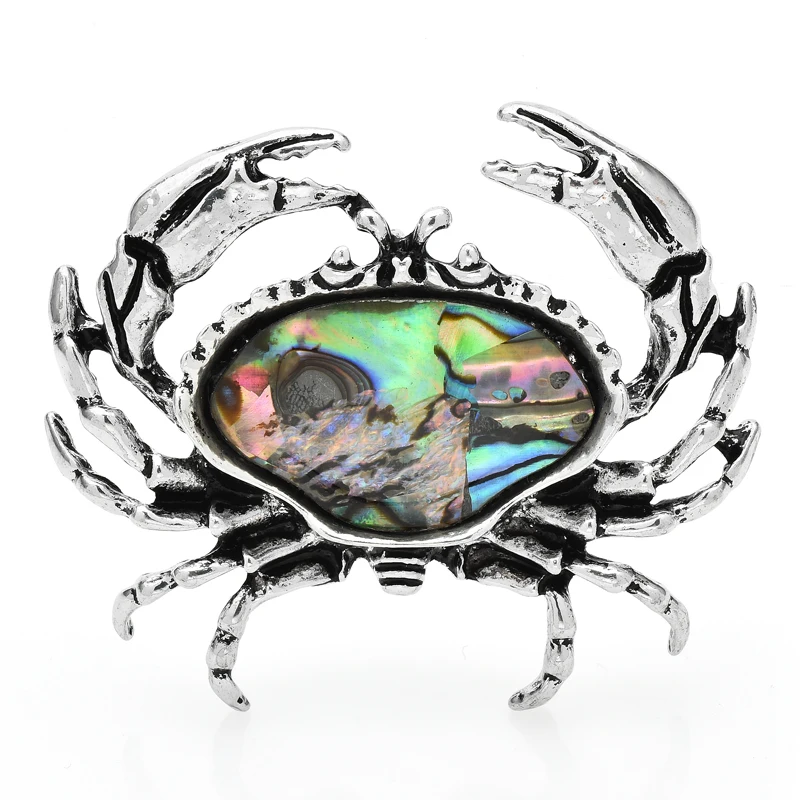 

Wuli&baby Abalone Shell Crab Brooches For Women And Men Vintage Metal Sea Animal Badge Brooch Pins Fashion Jewelry Gift