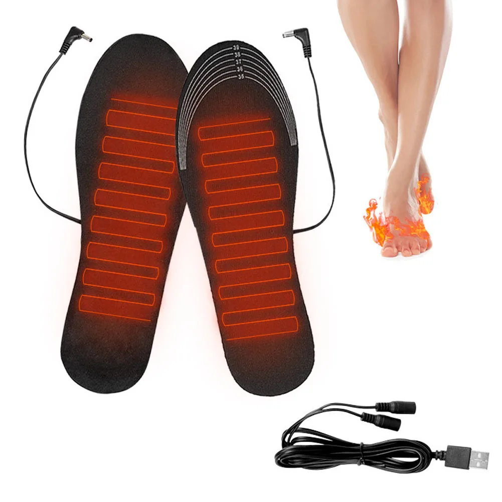 

USB Heated Shoe Insoles Electric Foot Warming Pad Feet Warmer Sock Pad Mat Outdoor Sports Insole With Battery Box Heated Insoles