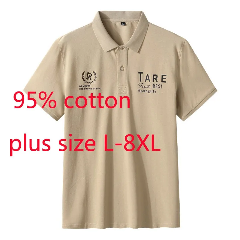 

New Arrival Fashion Summer Men Printed Short Sleeve Turn-down Collar Knitted Casual Men T Shirt Plus Size L- 4XL 5XL 6XL 7XL 8XL