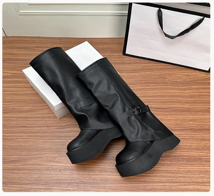 Осенне-зимние сапоги до бедра женские брюки 2024 высококачественная повседневная