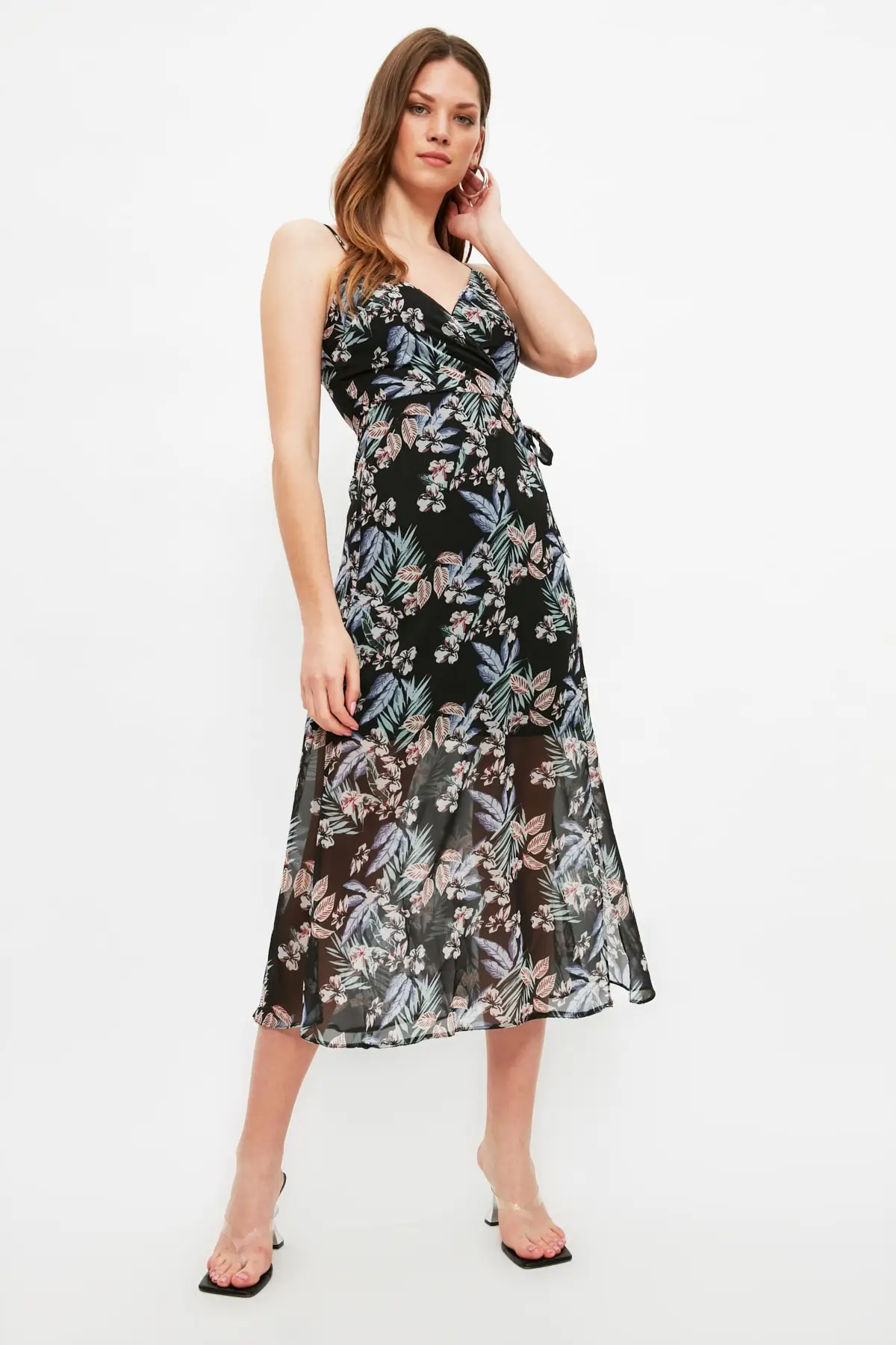 Trendyol Yellow Flower Print Dress TWOSS19EL0107 | Женская одежда