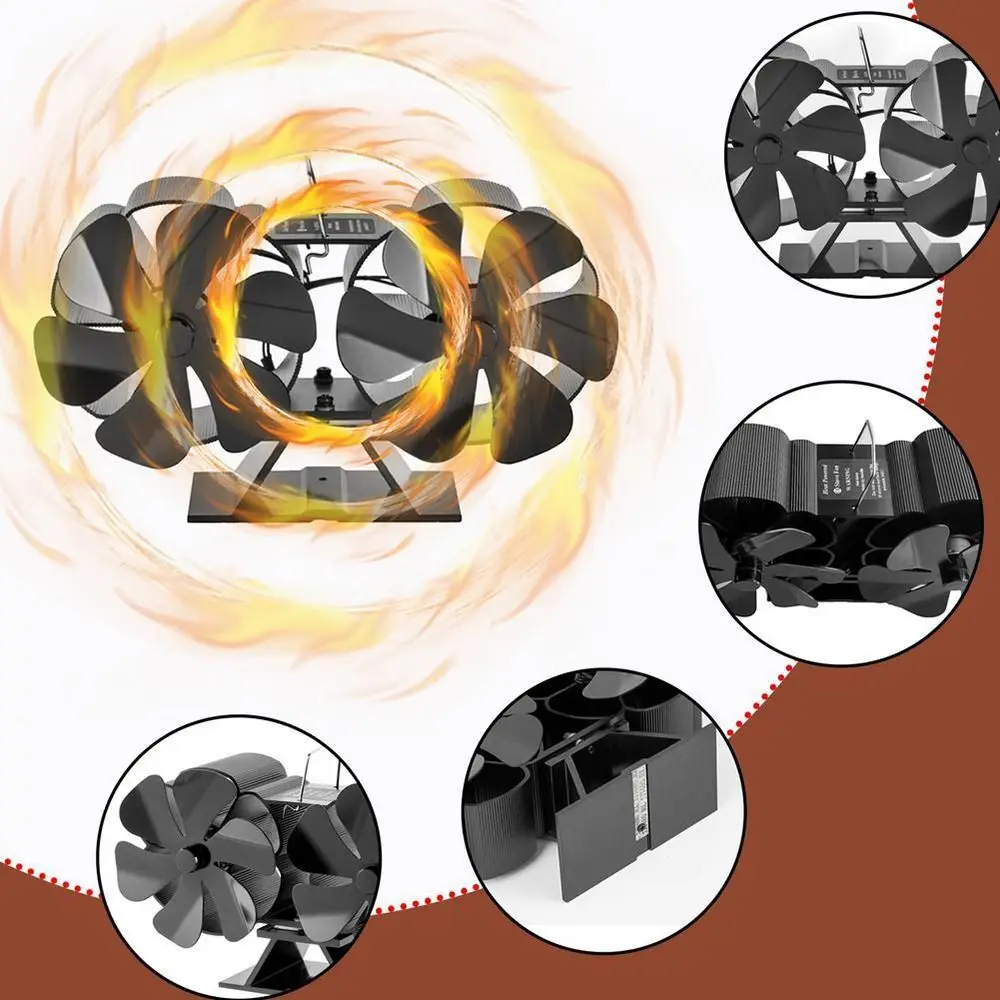 

Distribution High-temperature Home Efficient Quiet Fan Stove Fan Heat Powered Double-headed Fireplace Log Wood Burner